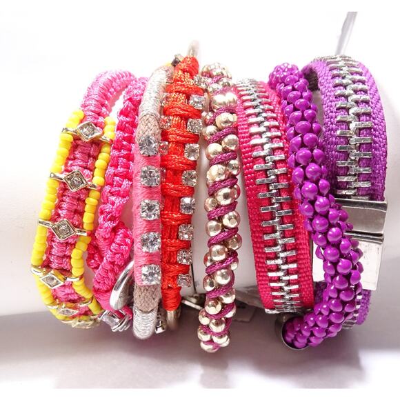 Gap Women's Pretty in Pink FRIENDSHIP BRACELET SET 8 PCS - Picture 1 of 7